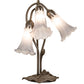 Meyda Lighting Tiffany Pond Lily 16" 3-Light Mahogany Bronze Accent Table Lamp With Gray Shade Glass