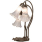 Meyda Lighting Tiffany Pond Lily 16" 3-Light Mahogany Bronze Accent Table Lamp With Gray Shade Glass