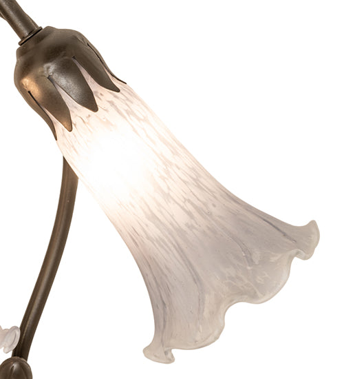 Meyda Lighting Tiffany Pond Lily 16" 3-Light Mahogany Bronze Accent Table Lamp With Gray Shade Glass