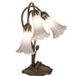 Meyda Lighting Tiffany Pond Lily 16" 3-Light Mahogany Bronze Accent Table Lamp With Gray Shade Glass