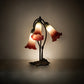 Meyda Lighting Tiffany Pond Lily 16" 3-Light Mahogany Bronze Accent Table Lamp With Green & Red Shade Glass