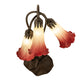 Meyda Lighting Tiffany Pond Lily 16" 3-Light Mahogany Bronze Accent Table Lamp With Green & Red Shade Glass