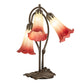 Meyda Lighting Tiffany Pond Lily 16" 3-Light Mahogany Bronze Accent Table Lamp With Green & Red Shade Glass