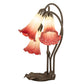 Meyda Lighting Tiffany Pond Lily 16" 3-Light Mahogany Bronze Accent Table Lamp With Green & Red Shade Glass