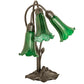 Meyda Lighting Tiffany Pond Lily 16" 3-Light Mahogany Bronze Accent Table Lamp With Green Shade Glass