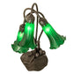 Meyda Lighting Tiffany Pond Lily 16" 3-Light Mahogany Bronze Accent Table Lamp With Green Shade Glass