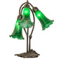 Meyda Lighting Tiffany Pond Lily 16" 3-Light Mahogany Bronze Accent Table Lamp With Green Shade Glass
