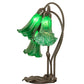 Meyda Lighting Tiffany Pond Lily 16" 3-Light Mahogany Bronze Accent Table Lamp With Green Shade Glass