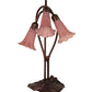 Meyda Lighting Tiffany Pond Lily 16" 3-Light Mahogany Bronze Accent Table Lamp With Lavender Shade Glass