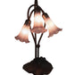 Meyda Lighting Tiffany Pond Lily 16" 3-Light Mahogany Bronze Accent Table Lamp With Lavender Shade Glass