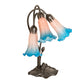 Meyda Lighting Tiffany Pond Lily 16" 3-Light Mahogany Bronze Accent Table Lamp With Pink & Blue Shade Glass
