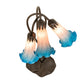 Meyda Lighting Tiffany Pond Lily 16" 3-Light Mahogany Bronze Accent Table Lamp With Pink & Blue Shade Glass