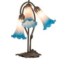 Meyda Lighting Tiffany Pond Lily 16" 3-Light Mahogany Bronze Accent Table Lamp With Pink & Blue Shade Glass