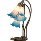Meyda Lighting Tiffany Pond Lily 16" 3-Light Mahogany Bronze Accent Table Lamp With Pink & Blue Shade Glass