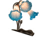 Meyda Lighting Tiffany Pond Lily 16" 3-Light Mahogany Bronze Accent Table Lamp With Pink & Blue Shade Glass