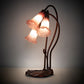 Meyda Lighting Tiffany Pond Lily 16" 3-Light Mahogany Bronze Accent Table Lamp With Pink Shade Glass