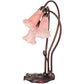 Meyda Lighting Tiffany Pond Lily 16" 3-Light Mahogany Bronze Accent Table Lamp With Pink Shade Glass