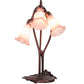 Meyda Lighting Tiffany Pond Lily 16" 3-Light Mahogany Bronze Accent Table Lamp With Pink Shade Glass