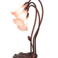 Meyda Lighting Tiffany Pond Lily 16" 3-Light Mahogany Bronze Accent Table Lamp With Pink Shade Glass