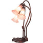 Meyda Lighting Tiffany Pond Lily 16" 3-Light Mahogany Bronze Accent Table Lamp With Pink Shade Glass