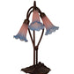 Meyda Lighting Tiffany Pond Lily 16" 3-Light Mahogany Bronze Accent Table Lamp With Pink and Blue Shade Glass