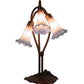 Meyda Lighting Tiffany Pond Lily 16" 3-Light Mahogany Bronze Accent Table Lamp With Pink and Blue Shade Glass