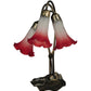 Meyda Lighting Tiffany Pond Lily 16" 3-Light Mahogany Bronze Accent Table Lamp With Pink and White Shade Glass