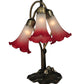 Meyda Lighting Tiffany Pond Lily 16" 3-Light Mahogany Bronze Accent Table Lamp With Pink and White Shade Glass