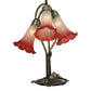 Meyda Lighting Tiffany Pond Lily 16" 3-Light Mahogany Bronze Accent Table Lamp With Pink and White Shade Glass