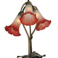 Meyda Lighting Tiffany Pond Lily 16" 3-Light Mahogany Bronze Accent Table Lamp With Pink and White Shade Glass