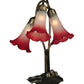 Meyda Lighting Tiffany Pond Lily 16" 3-Light Mahogany Bronze Accent Table Lamp With Pink and White Shade Glass