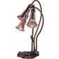 Meyda Lighting Tiffany Pond Lily 16" 3-Light Mahogany Bronze Accent Table Lamp With Purple Iridescent Shade Glass