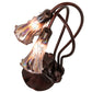 Meyda Lighting Tiffany Pond Lily 16" 3-Light Mahogany Bronze Accent Table Lamp With Purple Iridescent Shade Glass