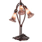 Meyda Lighting Tiffany Pond Lily 16" 3-Light Mahogany Bronze Accent Table Lamp With Purple Iridescent Shade Glass