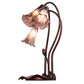 Meyda Lighting Tiffany Pond Lily 16" 3-Light Mahogany Bronze Accent Table Lamp With Purple Iridescent Shade Glass