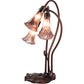 Meyda Lighting Tiffany Pond Lily 16" 3-Light Mahogany Bronze Accent Table Lamp With Purple Iridescent Shade Glass