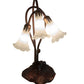 Meyda Lighting Tiffany Pond Lily 16" 3-Light Mahogany Bronze Accent Table Lamp With White Shade Glass