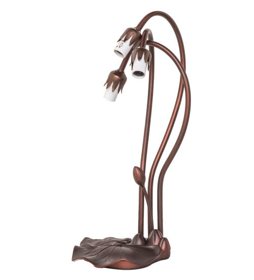 Meyda Lighting Tiffany Pond Lily 16" 3-Light Mahogany Bronze Accent Table Lamp With White Shade Glass