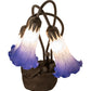 Meyda Lighting Tiffany Pond Lily 16" 3-Light Mahogany Bronze Table Lamp With Blue & White Shade Glass