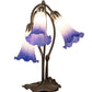 Meyda Lighting Tiffany Pond Lily 16" 3-Light Mahogany Bronze Table Lamp With Blue & White Shade Glass