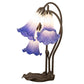 Meyda Lighting Tiffany Pond Lily 16" 3-Light Mahogany Bronze Table Lamp With Blue & White Shade Glass