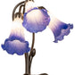 Meyda Lighting Tiffany Pond Lily 16" 3-Light Mahogany Bronze Table Lamp With Blue & White Shade Glass