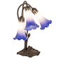 Meyda Lighting Tiffany Pond Lily 16" 3-Light Mahogany Bronze Table Lamp With Blue & White Shade Glass