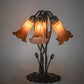 Meyda Lighting Tiffany Pond Lily 16" 5-Light Mahogany Bronze Table Lamp With Amber Favrile Shade Glass