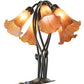 Meyda Lighting Tiffany Pond Lily 16" 5-Light Mahogany Bronze Table Lamp With Amber Favrile Shade Glass