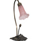 Meyda Lighting Tiffany Pond Lily 16" Antique Brass Accent Table Lamp With Pink Shade Glass