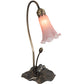 Meyda Lighting Tiffany Pond Lily 16" Antique Brass Accent Table Lamp With Pink Shade Glass