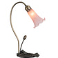 Meyda Lighting Tiffany Pond Lily 16" Antique Brass Accent Table Lamp With Pink Shade Glass