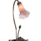Meyda Lighting Tiffany Pond Lily 16" Antique Brass Accent Table Lamp With Pink Shade Glass