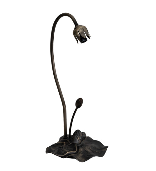Meyda Lighting Tiffany Pond Lily 16" Antique Brass Accent Table Lamp With Pink Shade Glass